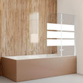 Klappbare Duschwand für die Badewanne, 100 x 140 cm / 120 x 140 cm, zweiteilige / dreiteilige klappbare Duschwand für die Badewanne, aus 6 mm starkem ESG-Sicherheitsglas, um 180° drehbar, weiß gestreift / silberfarben transparent