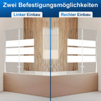 Klappbare Duschwand für die Badewanne, 100 x 140 cm / 120 x 140 cm, zweiteilige / dreiteilige klappbare Duschwand für die Badewanne, aus 6 mm starkem ESG-Sicherheitsglas, um 180° drehbar, weiß gestreift / silberfarben transparent