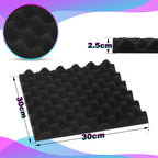 Set aus selbstklebenden Schallabsorptionsplatten aus Schaumstoff, geeignet für professionelle Aufnahmestudios und Wohnräume, Maße 30 x 30 x 2,5 cm, Wellenmuster
