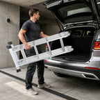 7-in-1-Multifunktionsleiter aus Aluminium, Tragkraft bis zu 150 kg, multifunktional, zusammenklappbar, einsetzbar als Anlehntreppe, Stehleiter und Treppenleiter, geeignet für Haushalt, Garten und Werkstatt, wahlweise mit 4x3, 4x4 oder 4x5 Sprossen.