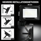 LED Strahler Außen 20/30/50/100W, 3000K/4000K/6500K LED-Strahler Dimmbar, Superhell Fluter Flutlichtstrahler, IP66 Wasserdicht Scheinwerfer Aussenstrahler für Hof, Garten, Garage