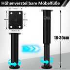 4er Set Edelstahl Möbelfüße,Schwarz / Weiß Möbelbeine Höhenverstellbar, Füße für möbel mit Schrauben, | Belastbar bis 300 KG, für Sofa Möbelfüße Schreibtisch Stühle