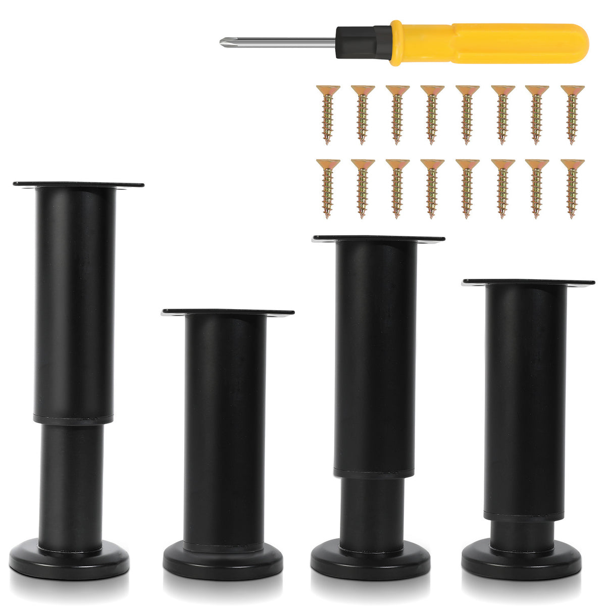 4er Set Edelstahl Möbelfüße,Schwarz / Weiß Möbelbeine Höhenverstellbar, Füße für möbel mit Schrauben, | Belastbar bis 300 KG, für Sofa Möbelfüße Schreibtisch Stühle