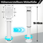 4er Set Edelstahl Möbelfüße,Schwarz / Weiß Möbelbeine Höhenverstellbar, Füße für möbel mit Schrauben, | Belastbar bis 300 KG, für Sofa Möbelfüße Schreibtisch Stühle