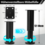 4er Set Edelstahl Möbelfüße,Schwarz / Weiß Möbelbeine Höhenverstellbar, Füße für möbel mit Schrauben, | Belastbar bis 300 KG, für Sofa Möbelfüße Schreibtisch Stühle