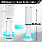 4er Set Edelstahl Möbelfüße,Schwarz / Weiß Möbelbeine Höhenverstellbar, Füße für möbel mit Schrauben, | Belastbar bis 300 KG, für Sofa Möbelfüße Schreibtisch Stühle