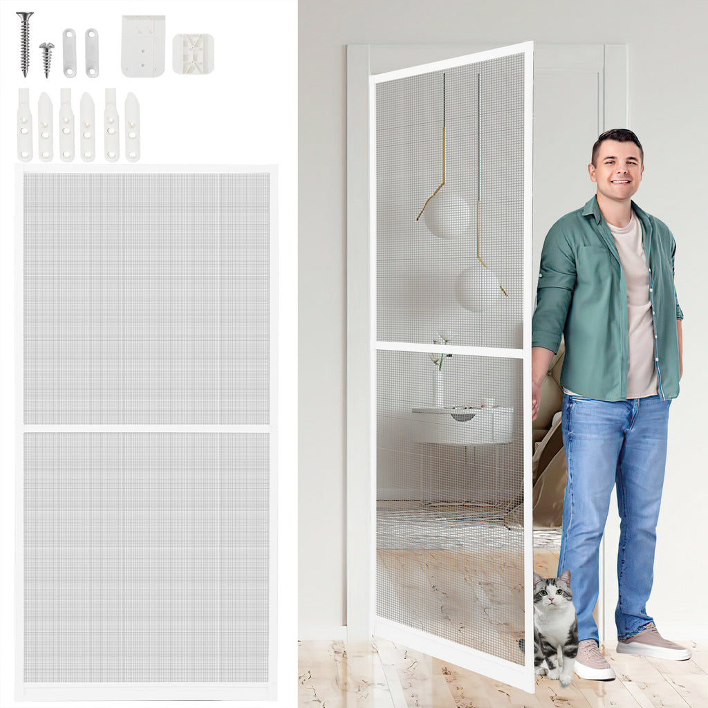 Weißes Insektenschutzgitter 120 x 240 cm/120 x 210 cm/95 x 210 cm, Insektenschutzgitter mit Aluminiumrahmen, geeignet für Wohnzimmer und Balkon