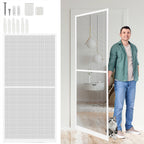 Weißes Insektenschutzgitter 120 x 240 cm/120 x 210 cm/95 x 210 cm, Insektenschutzgitter mit Aluminiumrahmen, geeignet für Wohnzimmer und Balkon