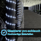 10/20/30/40/50 Meter lange LED-Lichterkette für den Außenbereich, kaltweiße LED-Lichterkette, 8 Leuchtmodi mit Speicherfunktion, wasserdichtes Design, geeignet für Garten, Weihnachtsfeiern und Hochzeiten