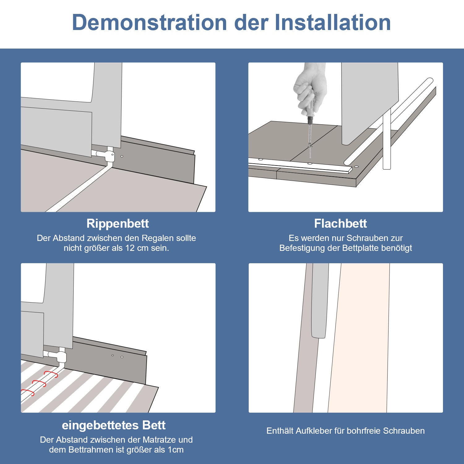 150/180/200 cm, zusammenklappbares Kinderbettgitter, höhenverstellbar von 70 bis 98 cm, Absturzsicherung, einfache Montage, graue Steppoptik