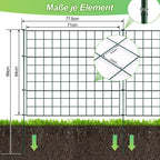 Teichzaun, Metall-Gartenzaun, Außenzaun, 3,75/7,5/10,5 Meter, inklusive Zaunelemente und Befestigungsstangen, flaches Modell
