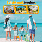 Strand-Sonnenschirm 2-in-1 – Kombinierter Schirm für Strand und Garten, geeignet für 2–4 Personen, UV50+ Sonnenschutz, multifunktionaler Sonnenschirm, Durchmesser 210 x 220 cm, mit Sichtfenster und Tragetasche, zusammenklappbar
