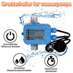 Pumpensteuerung mit Kabel, Druckwächter, Druckschalter, 10 bar (mit bar-Anzeige), Druckschalter, automatisches Ein- und Ausschalten, Gartenbewässerung