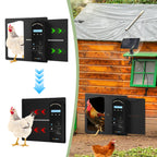 Elektrisches Solartor für Hühnerställe – Automatisches Hühnerstalltore mit Lichtsensor – LCD-Display – Zeitschaltuhr – Fernbedienung – Intelligente Schutzfunktion