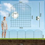 Teich- und Gartenzaun, 5-teiliges Set, Metallzaun, dekoratives Design, 5 Zaunelemente und 6 Befestigungsstangen, grüner Gartenzaun für Teiche und Blumenbeete, nach oben gewölbte Ausführung / gerade Ausführung / nach unten gewölbte Ausführung