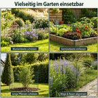 Teich- und Gartenzaun, 5-teiliges Set, Metallzaun, dekoratives Design, 5 Zaunelemente und 6 Befestigungsstangen, grüner Gartenzaun für Teiche und Blumenbeete, nach oben gewölbte Ausführung / gerade Ausführung / nach unten gewölbte Ausführung