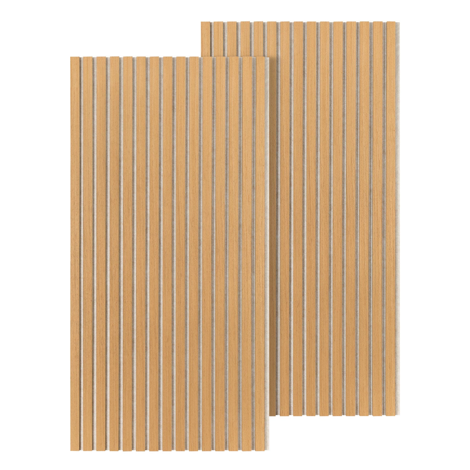 Holz-Akustikplatte 120 x 60 cm, Eiche/Beige | Holz-Akustikplatte mit einer Stärke von 21 mm, bestehend aus MDF-Leisten und 9 mm starkem PET-Filz, geeignet für helle Wohnzimmer, Büros und zur Wandgestaltung in Innenräumen
