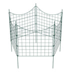 Teich- und Gartenzaun, 5-teiliges Set, Metallzaun, dekoratives Design, 5 Zaunelemente und 6 Befestigungsstangen, grüner Gartenzaun für Teiche und Blumenbeete, nach oben gewölbte Ausführung / gerade Ausführung / nach unten gewölbte Ausführung