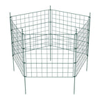 Teich- und Gartenzaun, 5-teiliges Set, Metallzaun, dekoratives Design, 5 Zaunelemente und 6 Befestigungsstangen, grüner Gartenzaun für Teiche und Blumenbeete, nach oben gewölbte Ausführung / gerade Ausführung / nach unten gewölbte Ausführung