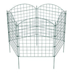 Teich- und Gartenzaun, 5-teiliges Set, Metallzaun, dekoratives Design, 5 Zaunelemente und 6 Befestigungsstangen, grüner Gartenzaun für Teiche und Blumenbeete, nach oben gewölbte Ausführung / gerade Ausführung / nach unten gewölbte Ausführung