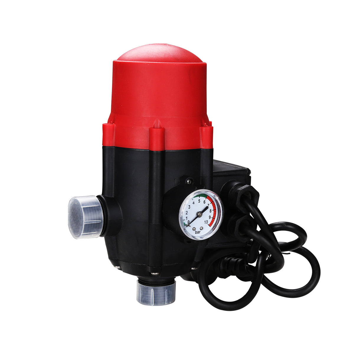 Druckregler, Druckschalter, 10-bar-Manometer mit Kabel, konstanter Wasserdruck, automatisches Ein- und Ausschalten, Trockenlaufschutz, geeignet für Garten und Haushalt, rot