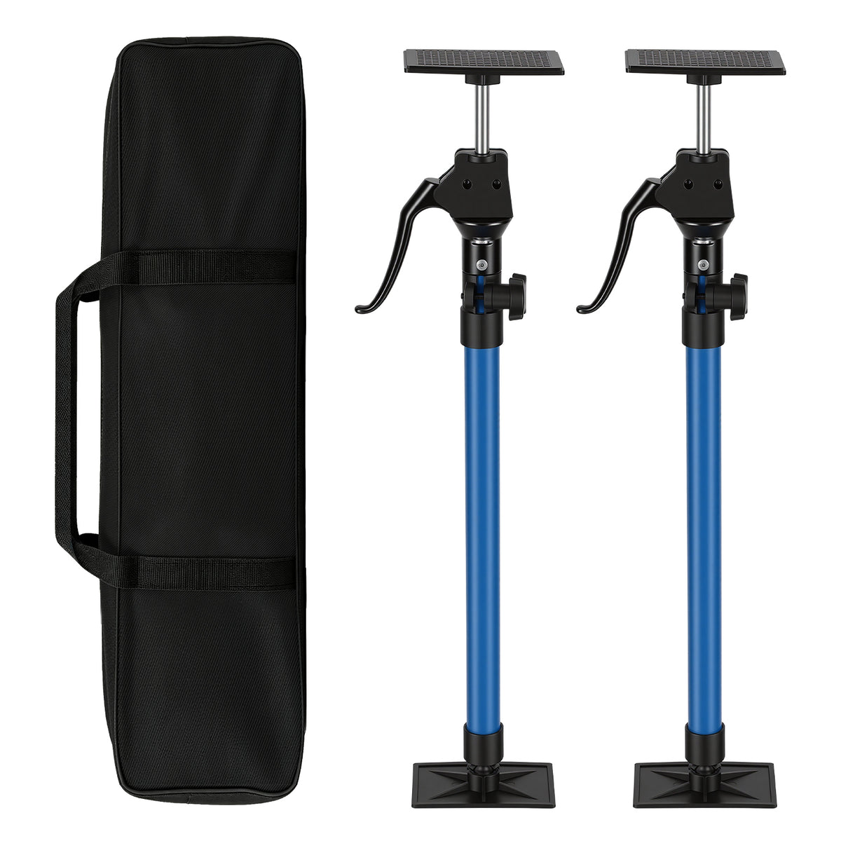 60–115 cm Stützstange für Tischlerarbeiten, inklusive Aufbewahrungstasche | Tragkraft 100 kg, 3-stufige Höhenverstellung, Hilfswerkzeug für die Schrankmontage, inklusive Aufbewahrungstasche