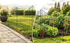Teich- und Gartenzaun, 5-teiliges Set, Metallzaun, dekoratives Design, 5 Zaunelemente und 6 Befestigungsstangen, grüner Gartenzaun für Teiche und Blumenbeete, nach oben gewölbte Ausführung / gerade Ausführung / nach unten gewölbte Ausführung