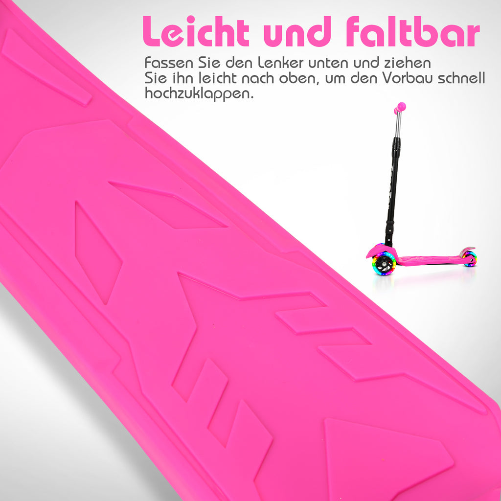 Kinder-Tretroller, City-Tretroller, Dreirad-Tretroller, Tretroller, zusammenklappbare Tretroller, Dreirad-Tretroller mit LED-Rädern, Kinder-Tretroller mit 4-stufiger Höhenverstellung, maximale Tragkraft 50 kg