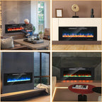 Elektrischer Wandkamin mit Heizfunktion, 127 cm, Wandmontage, Leistung 750/1500 W, Steuerung über WLAN, Smartphone-App und Fernbedienung, 5 Stufen zur Einstellung von Helligkeit und Flammeneffekt, Timer-Funktion