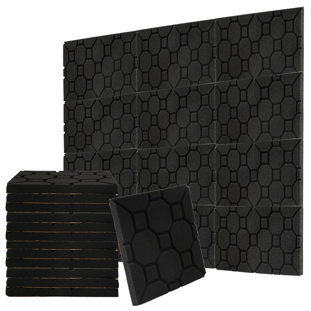 Set aus selbstklebenden Schallabsorptionsplatten aus Schaumstoff, geeignet für professionelle Aufnahmestudios und Wohnräume, Maße 30 x 30 x 2,5 cm, quadratische Ausführung