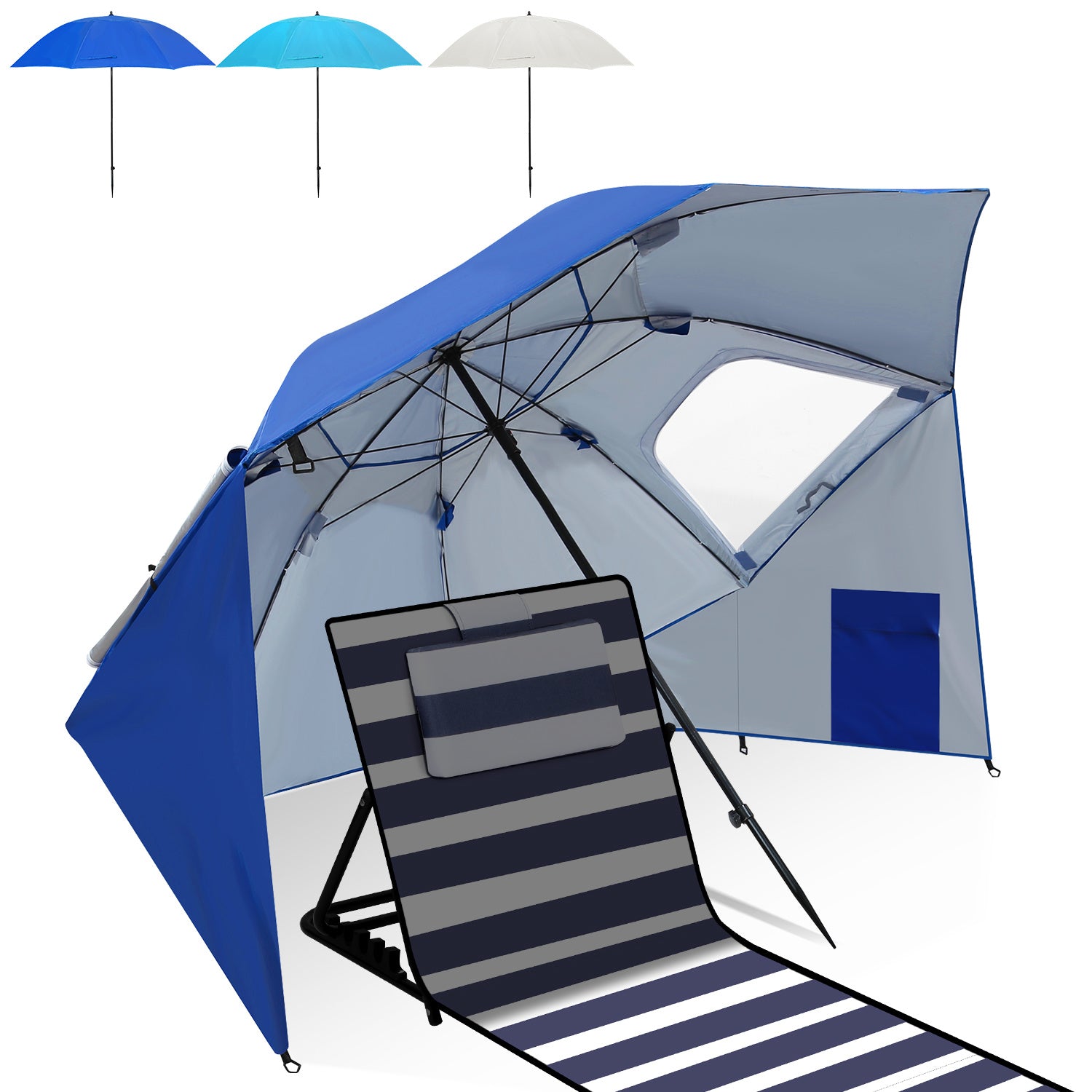 2-in-1-Aluminium-Auslegersonnenschirm – Sonnenschutz, UV-Schutz 50, 210 x 220 cm – Strand-/Garten-Sonnendach – zusammenklappbar, multifunktional, mit Fenster und Tragetasche