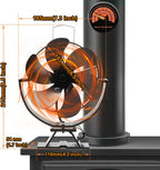 Kaminventilator mit 6 Flügeln – winkelverstellbar – mit Thermometer – Wärmeverteilungsvorrichtung – geeignet für Holzöfen, Kamine, Feuerstellen und Ofenrohre
