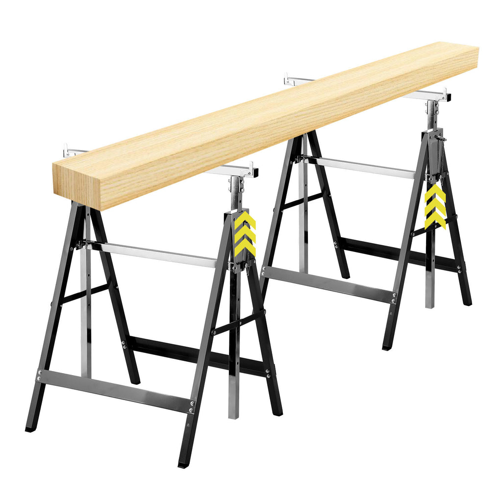 Arbeitsständer, 2er-Set, höhenverstellbar, 7 Stufen (80–130 cm), Gerüstständer, Tragkraft 400 kg pro Paar, klappbare Ständer für Haushalt, Werkstatt und Garten, schwarz