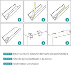 1 Meter lange LED-Aluminiumprofil-Lichtschiene, V-förmige/U-förmige Aluminiumprofile, LED-Schiene mit milchweißen Endkappen und Befestigungsklammern, geeignet für LED-Lichtbänder (Breite bis zu 12,5 mm), LED-Diffusorplatten, 10–50 Stück