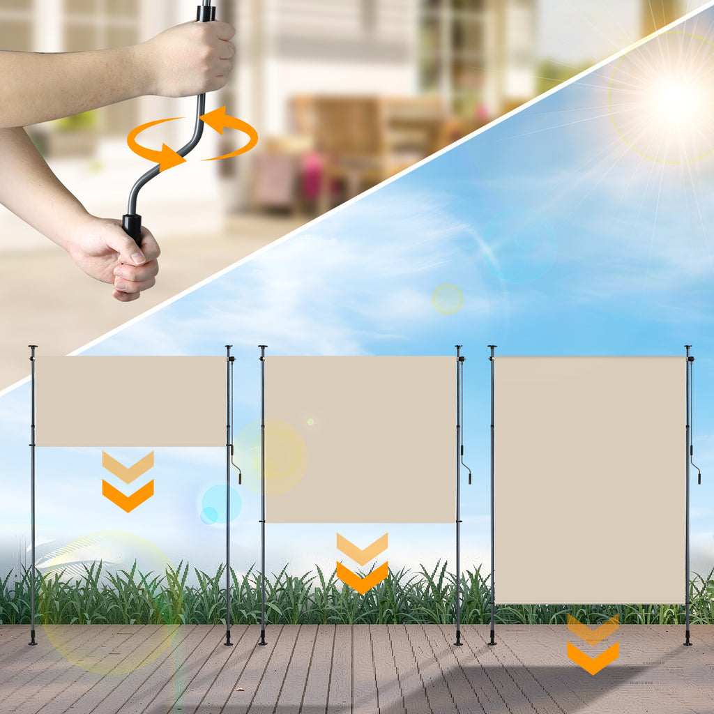 Vertikalmarkisen, ausziehbare Vertikalmarkisen für den Außenbereich mit Handkurbel, keine Bohrungen erforderlich, Sichtschutz für den Balkon sowie Windschutz für Garten und Terrasse, anthrazitgrau