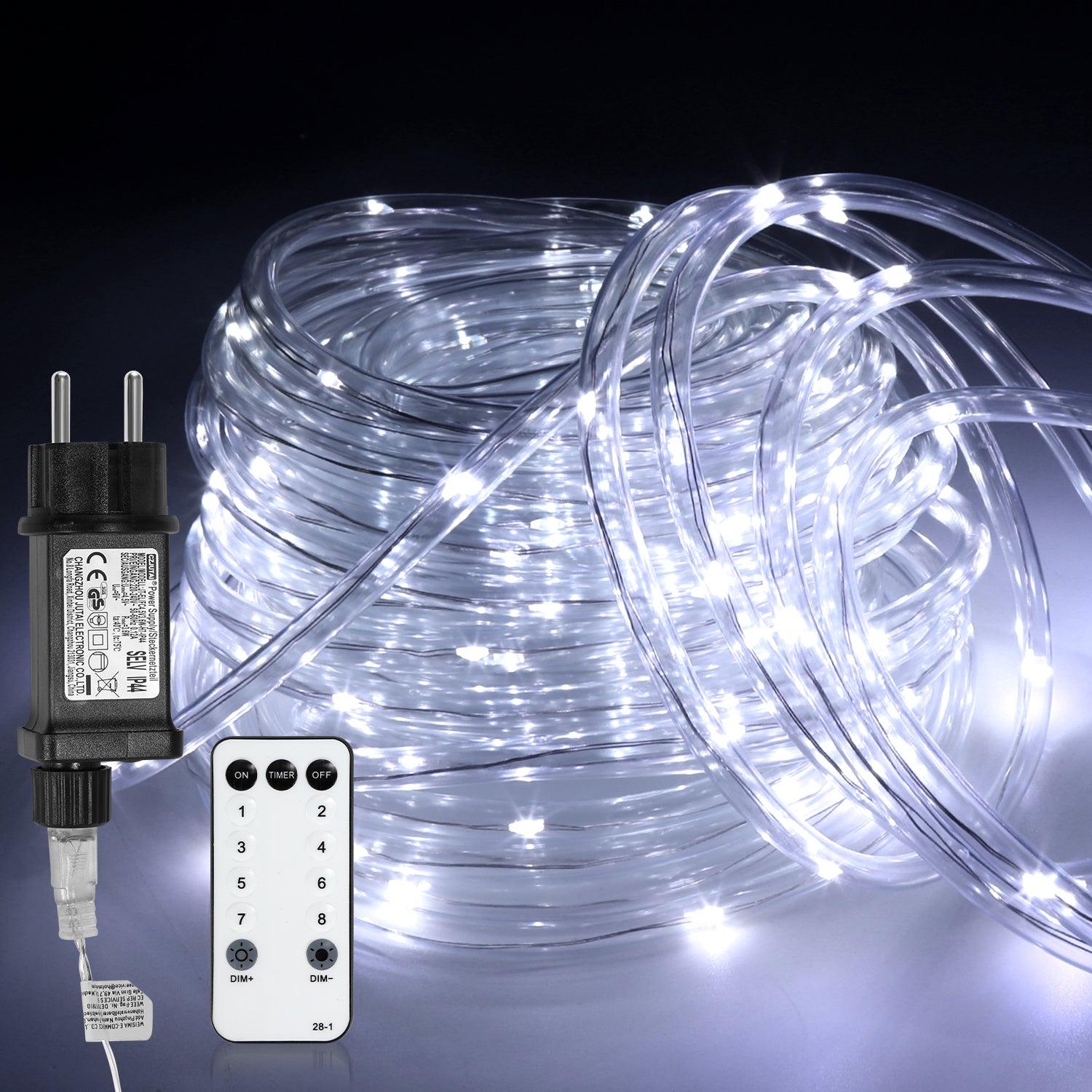 LED-Lichtschläuche, 10/20/30 Meter, Wasserdicht nach Schutzklasse IP65, mit Fernbedienung und 8 Beleuchtungsmodi, dekorative Lichterketten für den Innen- und Außenbereich, kaltweißes Licht/warmweißes Licht/buntes Licht, Helligkeit einstellbar