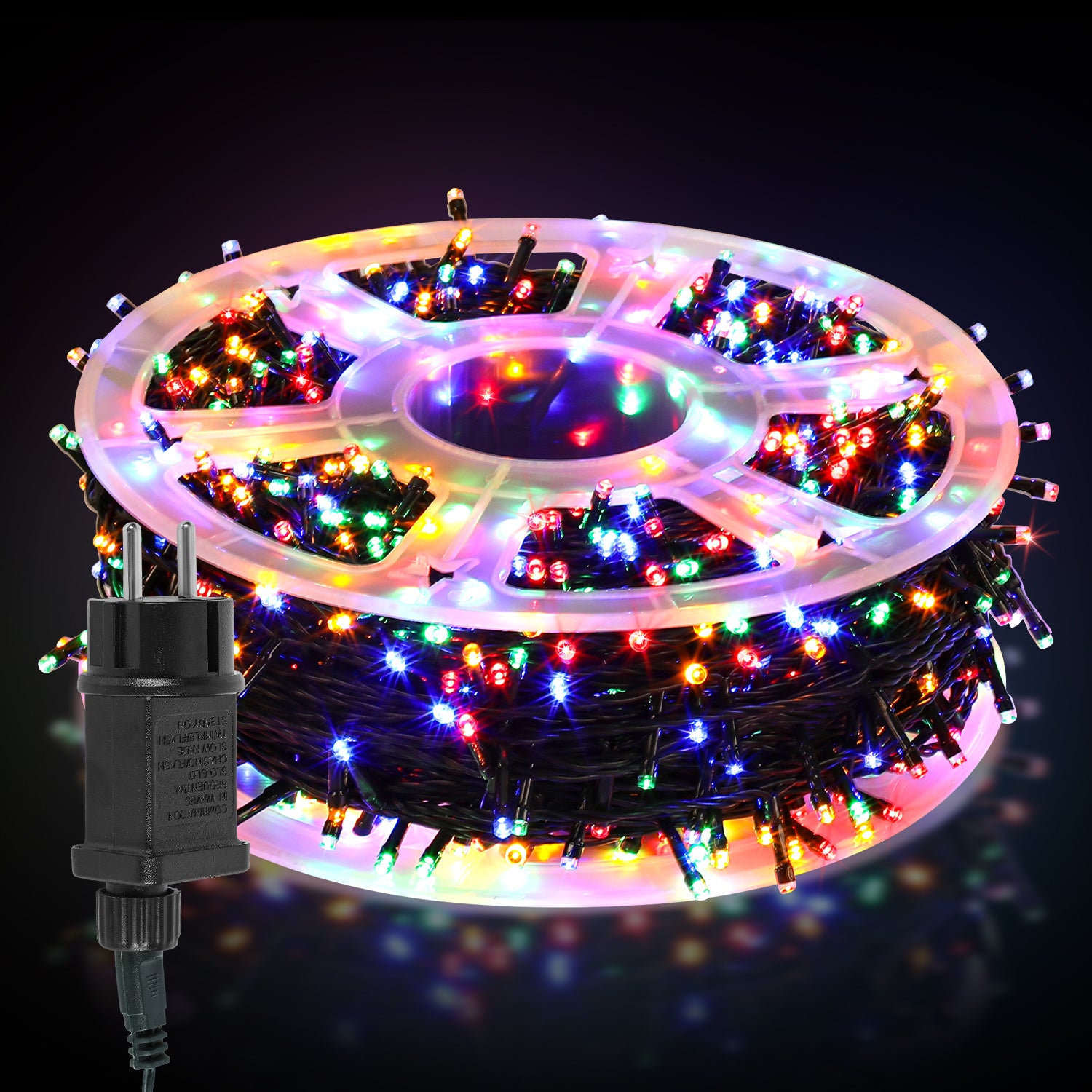 Außenbeleuchtung für 50–200 Meter, 500–2000 LED-Lichter, 8 Leuchtmodi, mit Stecker, Schutzart IP44, für den Innen- und Außenbereich geeignet, ideal für Weihnachten, Ostern, Halloween und Hochzeitsfeiern