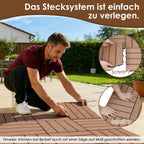 WPC-Terrassenfliesen in Holzoptik, 30 x 30 cm, WPC-Bodenfliesen, Terrassen- und Balkonfliesen mit Klicksystem und Entwässerungsfunktion, wasserfest und rutschfest, Teakholzfarben/Rotbraun/Dunkelgrau, 1–5 m²