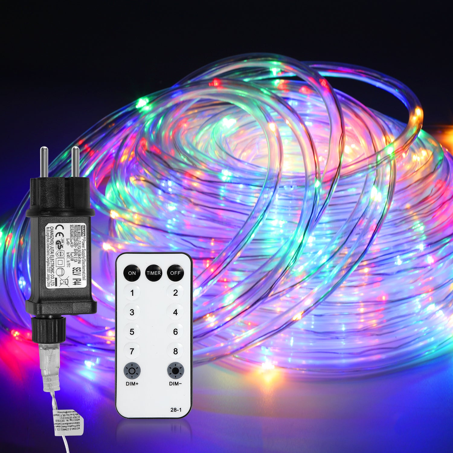 LED-Lichtschläuche, 10/20/30 Meter, Wasserdicht nach Schutzklasse IP65, mit Fernbedienung und 8 Beleuchtungsmodi, dekorative Lichterketten für den Innen- und Außenbereich, kaltweißes Licht/warmweißes Licht/buntes Licht, Helligkeit einstellbar