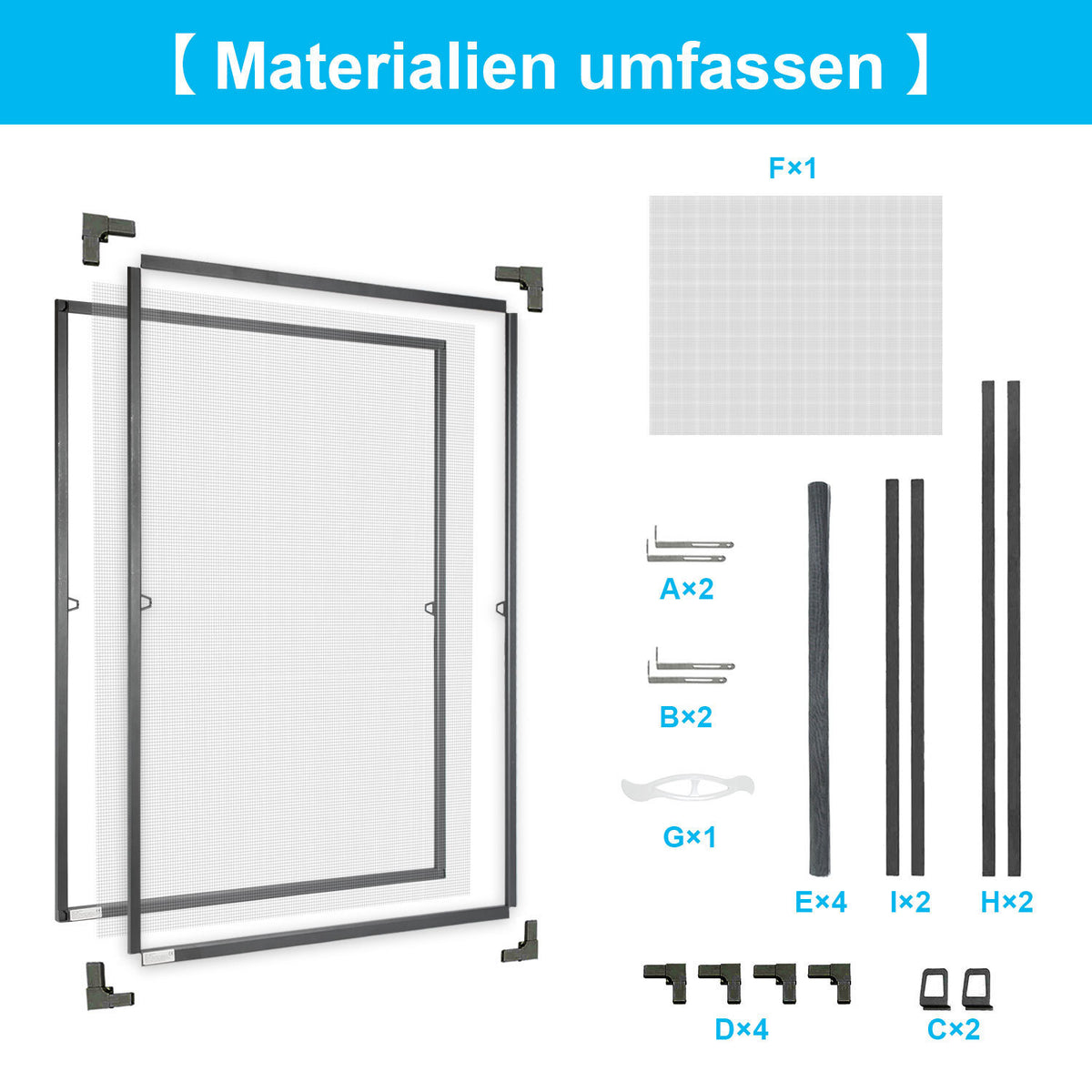 Fliegengitter Fenster Tür Gitter Moskito Aluminium Insektenschutz，120x140CM/100x120CM/80x100CM（副本）