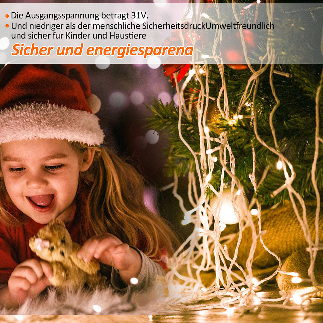 LED-Lichterkette, Länge 10 m/20 m/30 m/100 m/200 m, Beleuchtung für den Außen- und Innenbereich, Weihnachten – geeignet für den Innen- und Außenbereich, Weihnachten, Valentinstag, Hochzeiten, Partys