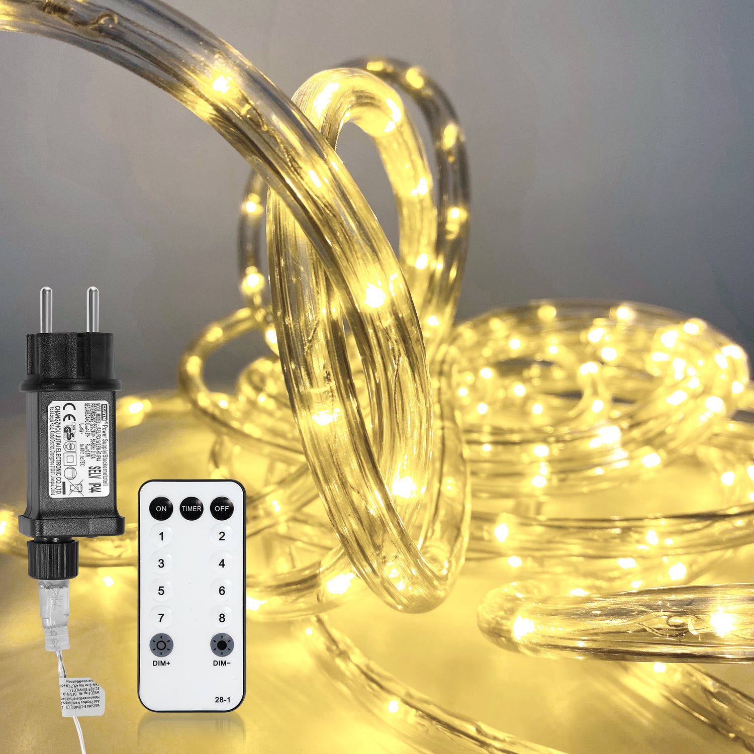 LED-Lichtschläuche, 10/20/30 Meter, Wasserdicht nach Schutzklasse IP65, mit Fernbedienung und 8 Beleuchtungsmodi, dekorative Lichterketten für den Innen- und Außenbereich, kaltweißes Licht/warmweißes Licht/buntes Licht, Helligkeit einstellbar