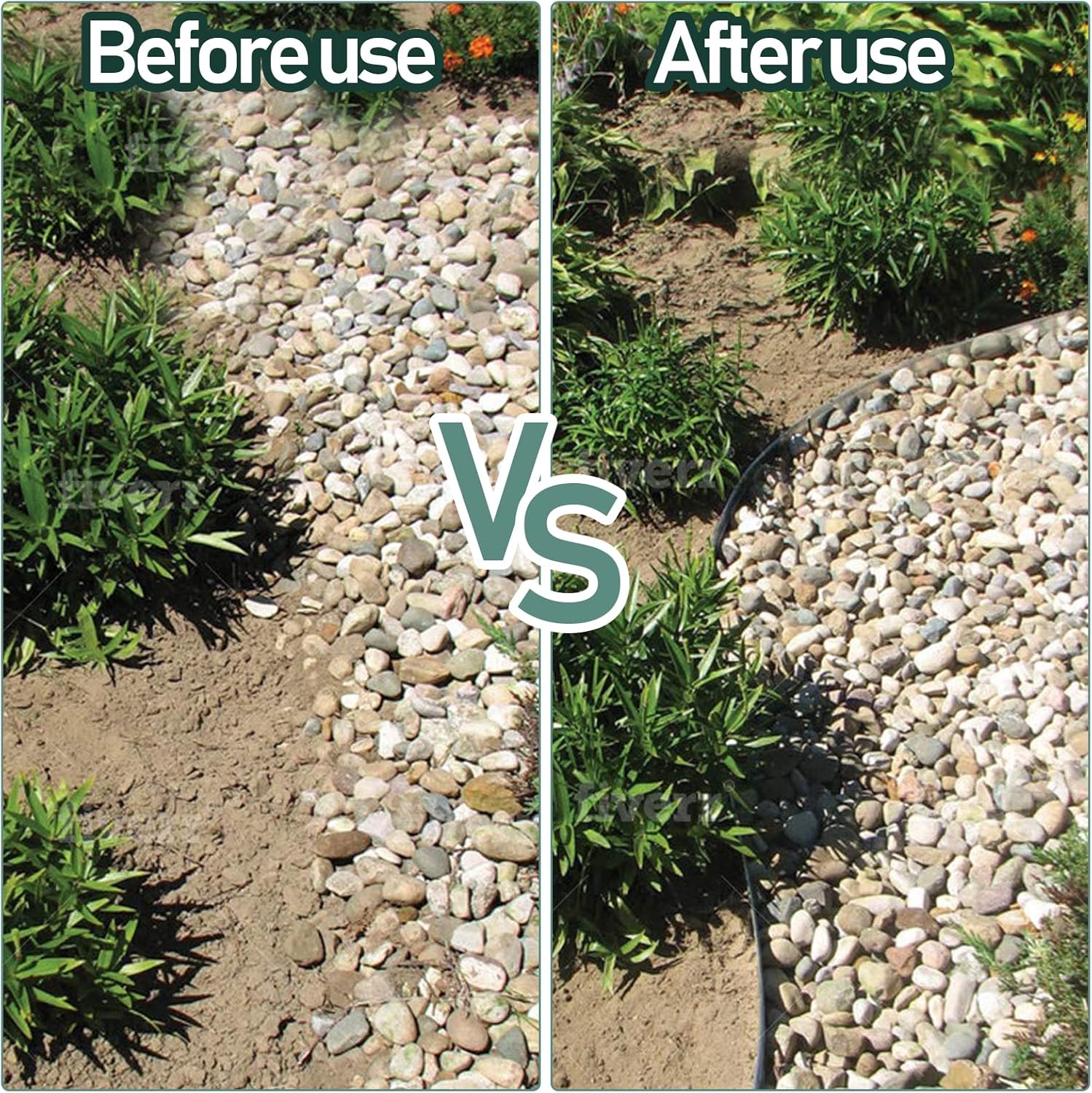 Rasenkante verzinkt Metall, 5m 10m 15m 20m 25m 30m 35m 40m 45m 50m 100x18cm Beeteinfassung Mähkante Palisade Gartenbeet, Silber oder Schwarz(Länge 5m - Höhe 18cm)