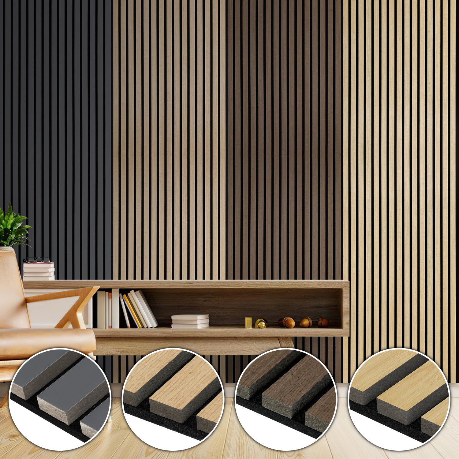 120 x 60 cm große Akustikplatten aus Holz, Wandpaneele mit Holzfurnier und Filzrückseite, geeignet für die Wandverkleidung in Ateliers und Privathaushalten sowie für großflächige Innenwandverkleidungen – Holzmaserung