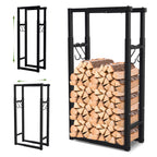 Verstellbares Kaminholzregal, in 9 Größen verstellbar, Kaminholzregal mit 4 Haken, Kaminholzhalterung, Kaminholzregal zur Aufbewahrung von Kaminholz, Stapelhilfe, für den Innen- und Außenbereich geeignet