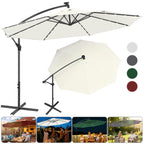 Ausziehbarer Sonnenschirm mit LED-Solarbeleuchtung, Durchmesser 300/350 cm, mit Kurbel, ausziehbarer Sonnenschirm mit Sockel, Gartensonnenschirm, Sonnenschutz, UV-Schutz, handbetätigter Sonnenschirm, Sonnenschirm für Märkte, wasserdicht