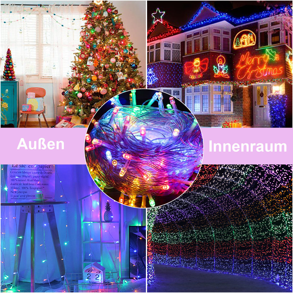 LED-Lichterkette, Länge 10 m/20 m/30 m/100 m/200 m, Beleuchtung für den Außen- und Innenbereich, Weihnachten – geeignet für den Innen- und Außenbereich, Weihnachten, Valentinstag, Hochzeiten, Partys