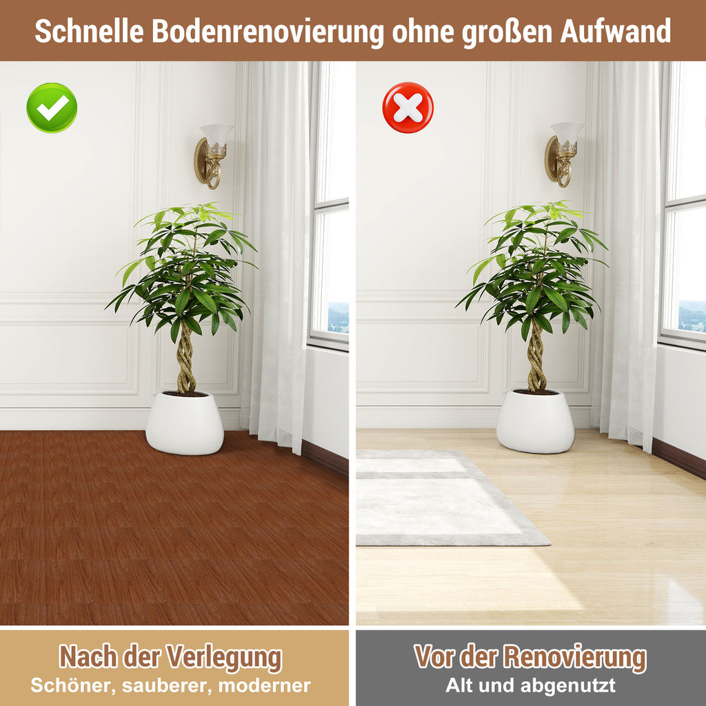 PVC-Bodenbelag, selbstklebende Vinylfliesen, Vinylboden, 91,44 cm × 15,24 cm – Stärke 2 mm, rutschfeste Vinyl-Verbundbodenstreifen, geeignet für Schlafzimmer und Wohnzimmer, 18 Stück = 2,5 m², in drei Farben erhältlich