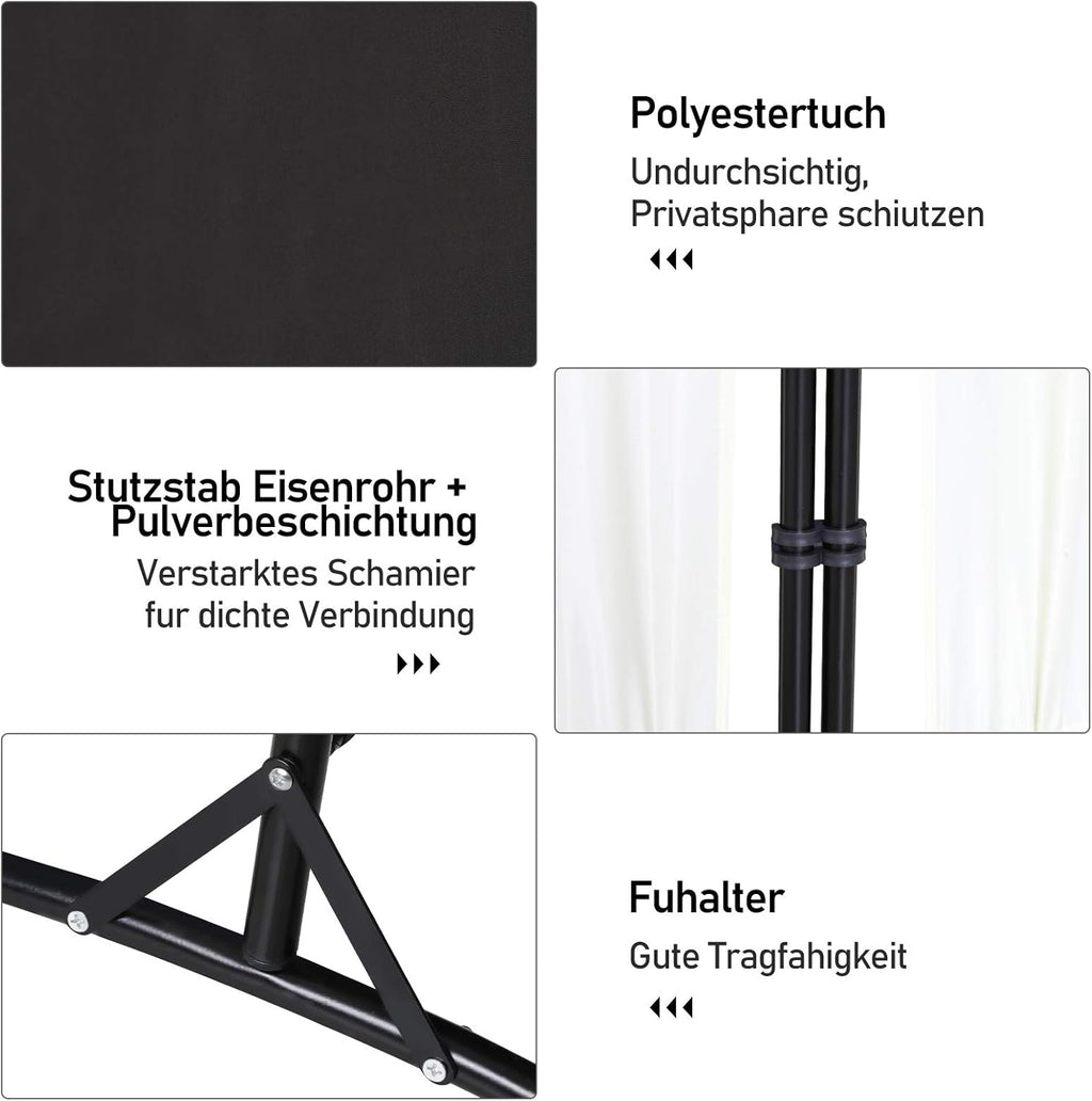 Balkon-Paravent, Sichtschutz für den Außenbereich, zusammenklappbar, Gartentrennwand, Raumteiler, mobil, 180 cm × 180 cm / 260 × 180 cm / 300 × 170 cm