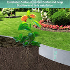 Rasenkante verzinkt Metall, 5m 10m 15m 20m 25m 30m 35m 40m 45m 50m 100x15cm Beeteinfassung Mähkante Palisade Gartenbeet, Silber oder Schwarz (Länge 5m - Höhe 15cm)